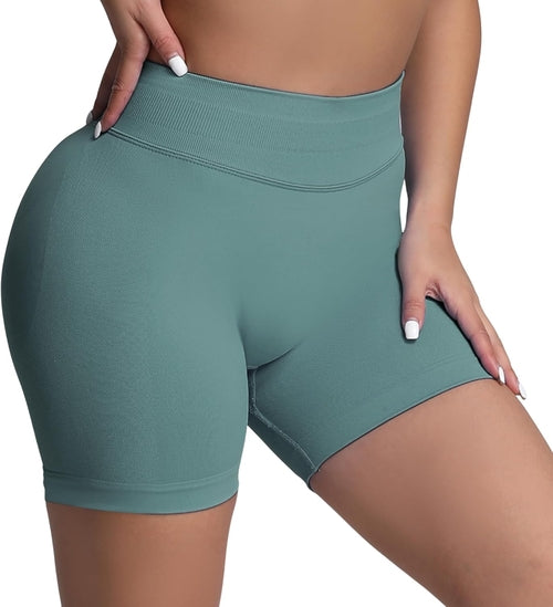 Misharen Women's High Waist Gym Shorts, Seamless Design, Spandex/Nylon