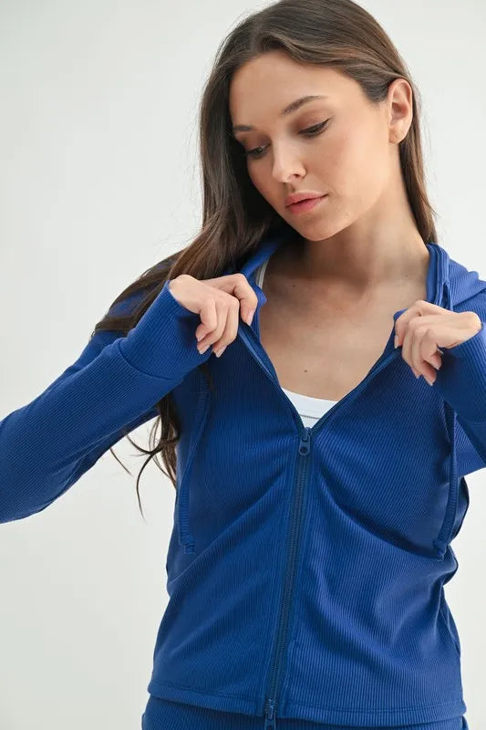 MONO B Ribbed Long Sleeve Hoodie