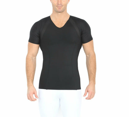 Insta Slim Compression Side & Back Power Mesh Panel V_Neck Shirt