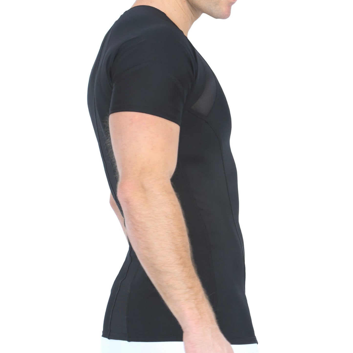 Insta Slim Compression Side & Back Power Mesh Panel V_Neck Shirt