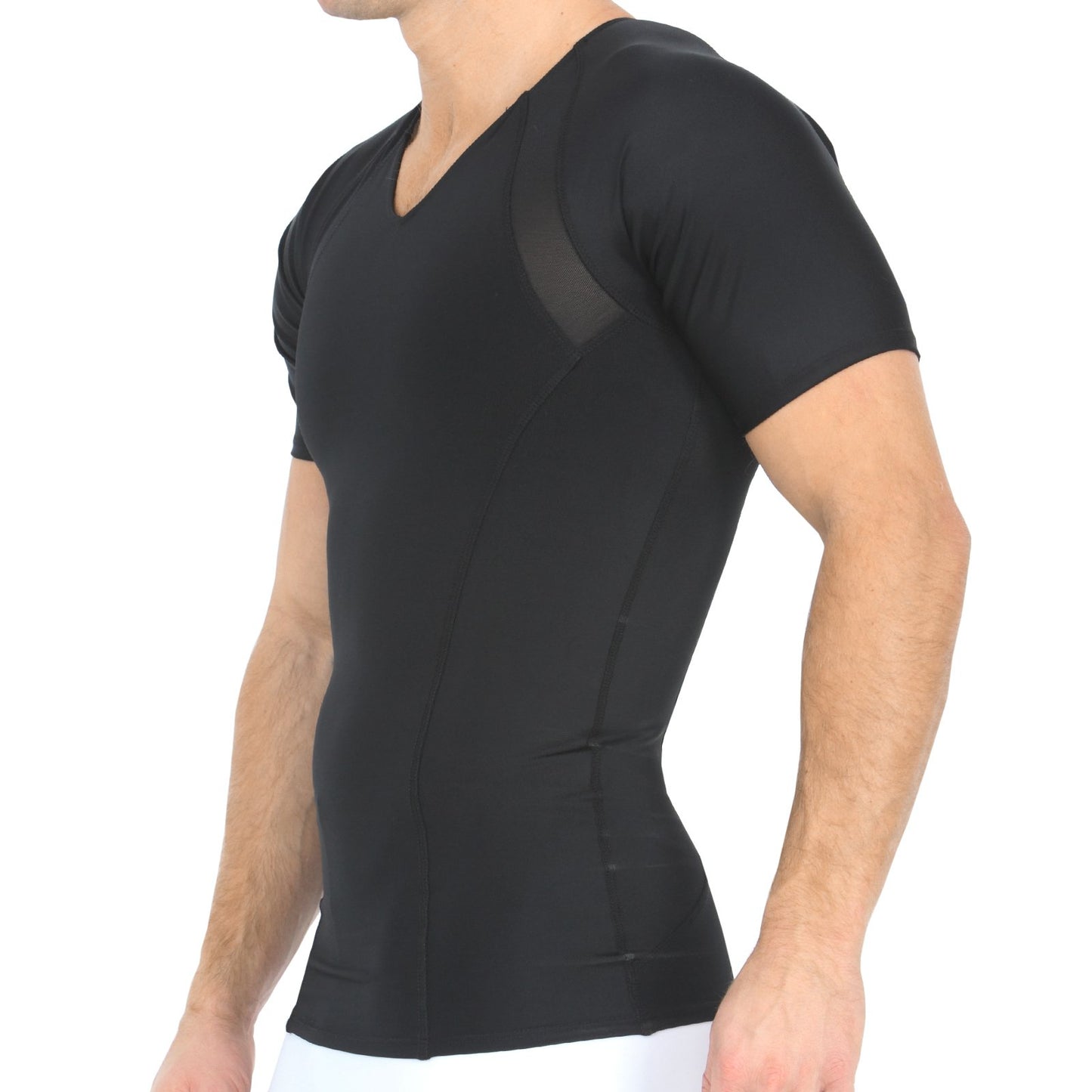 Insta Slim Compression Side & Back Power Mesh Panel V_Neck Shirt