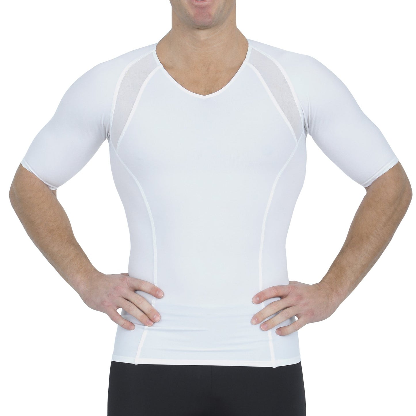 Insta Slim Compression Side & Back Power Mesh Panel V_Neck Shirt