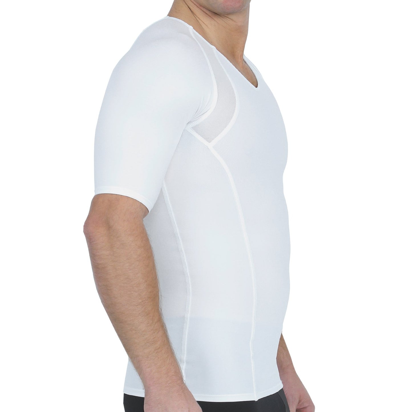 Insta Slim Compression Side & Back Power Mesh Panel V_Neck Shirt