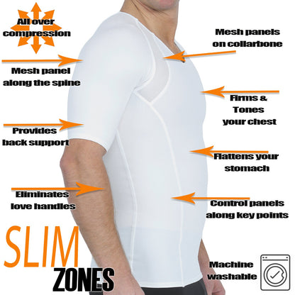 Insta Slim Compression Side & Back Power Mesh Panel V_Neck Shirt